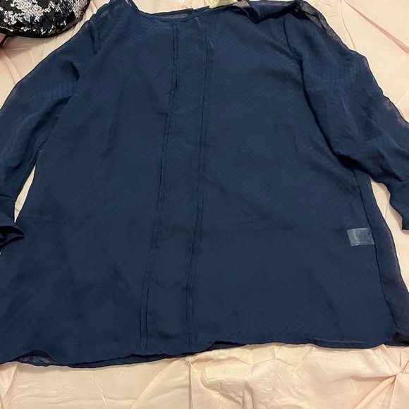 Crescent for Stitch Fix Navy sheer Top size M - Picture 3 of 5